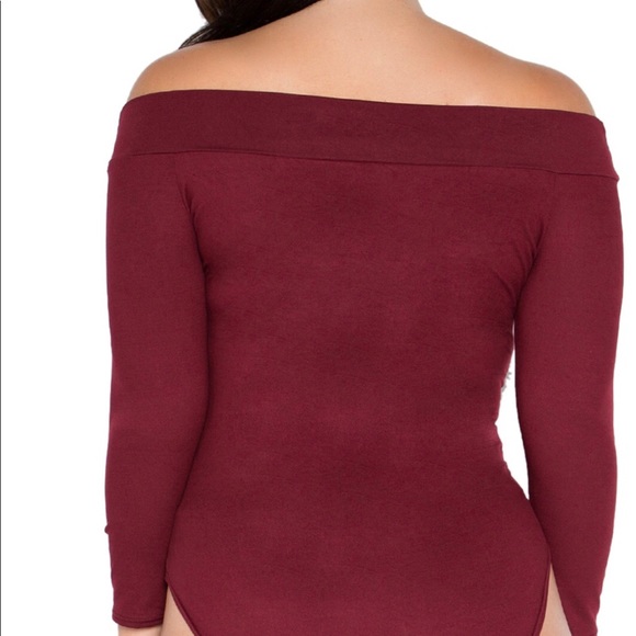 Woman’s burgundy Bodysuit soft and stretchy (A16) - Picture 2 of 4